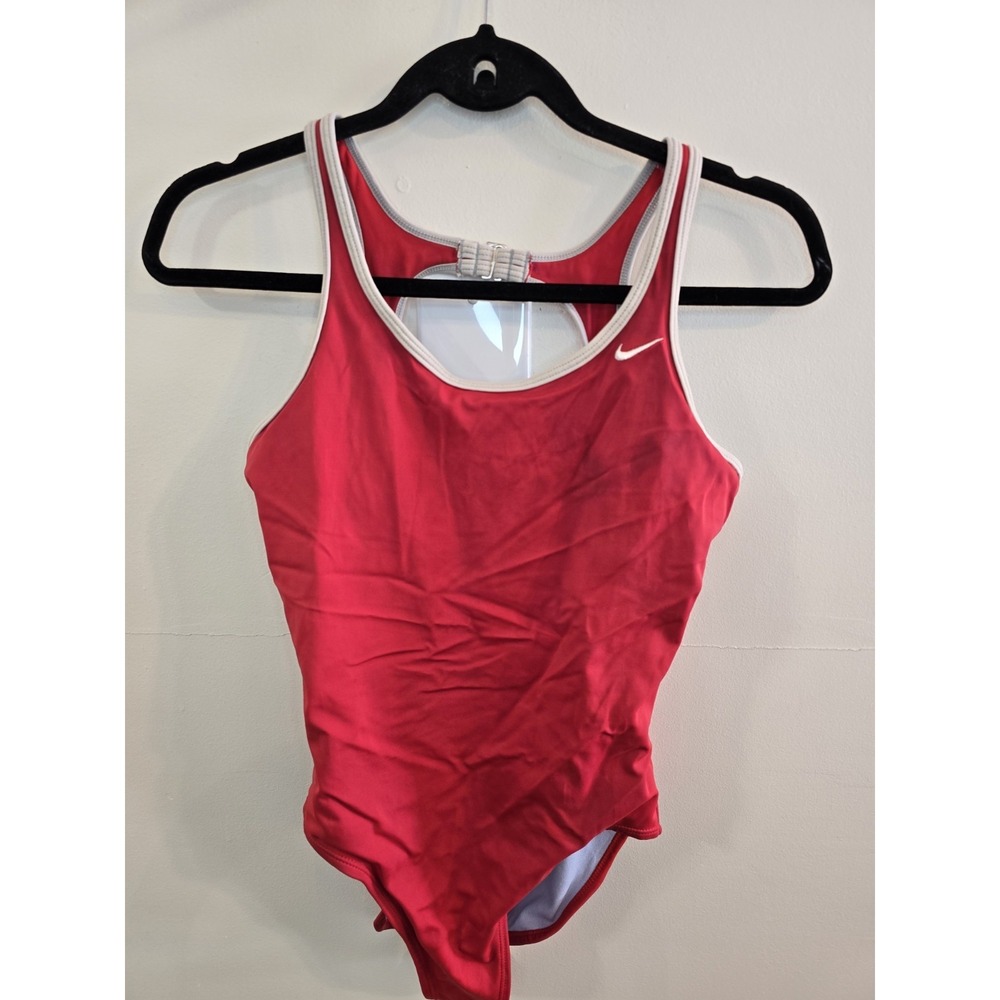 Nike One-Piece Swimsuit Red & Light‎ Blue Racerback Size 8